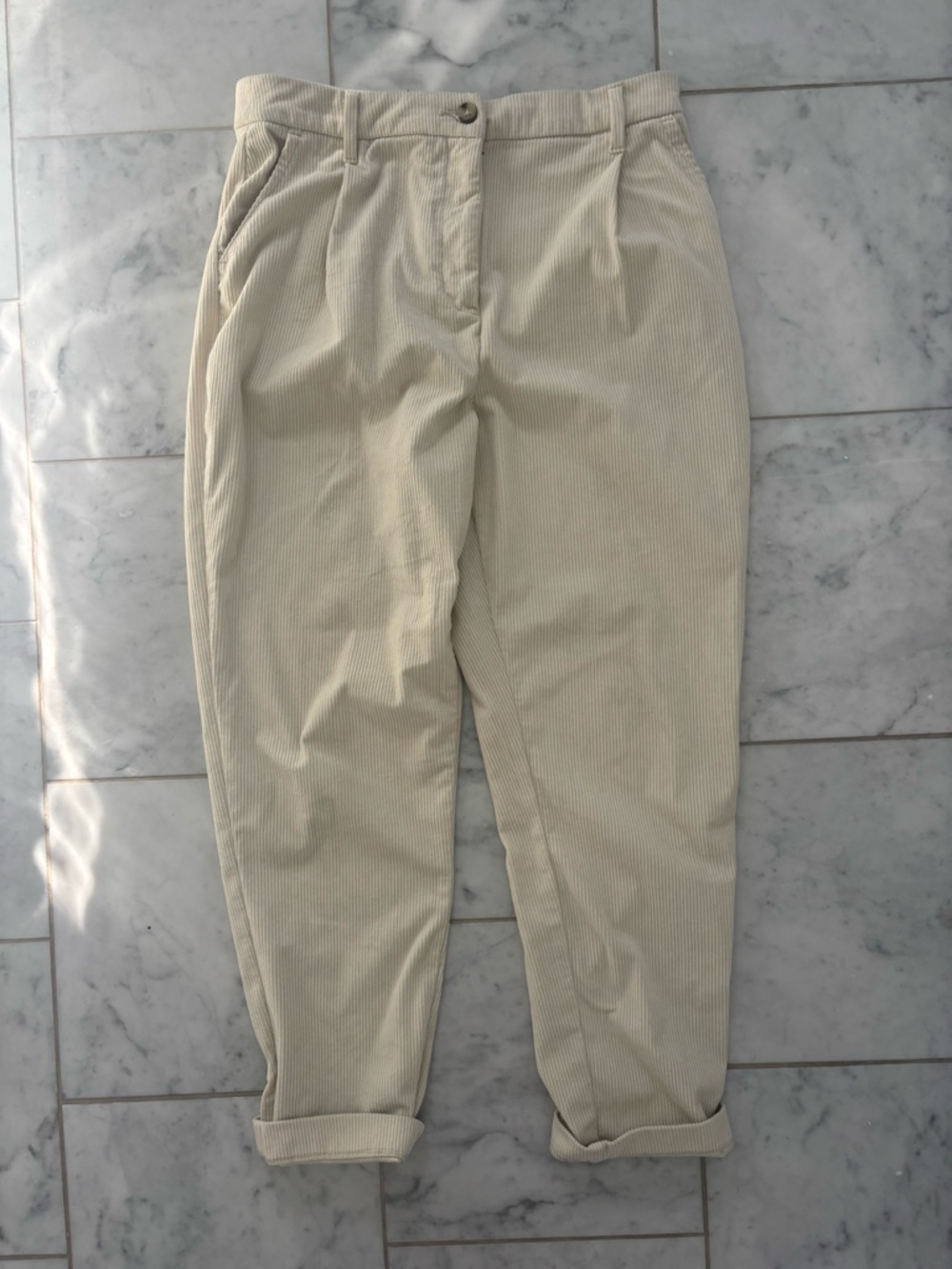 Reitmans Women’s Corduroy Pants in Cream | Size 12 Tall